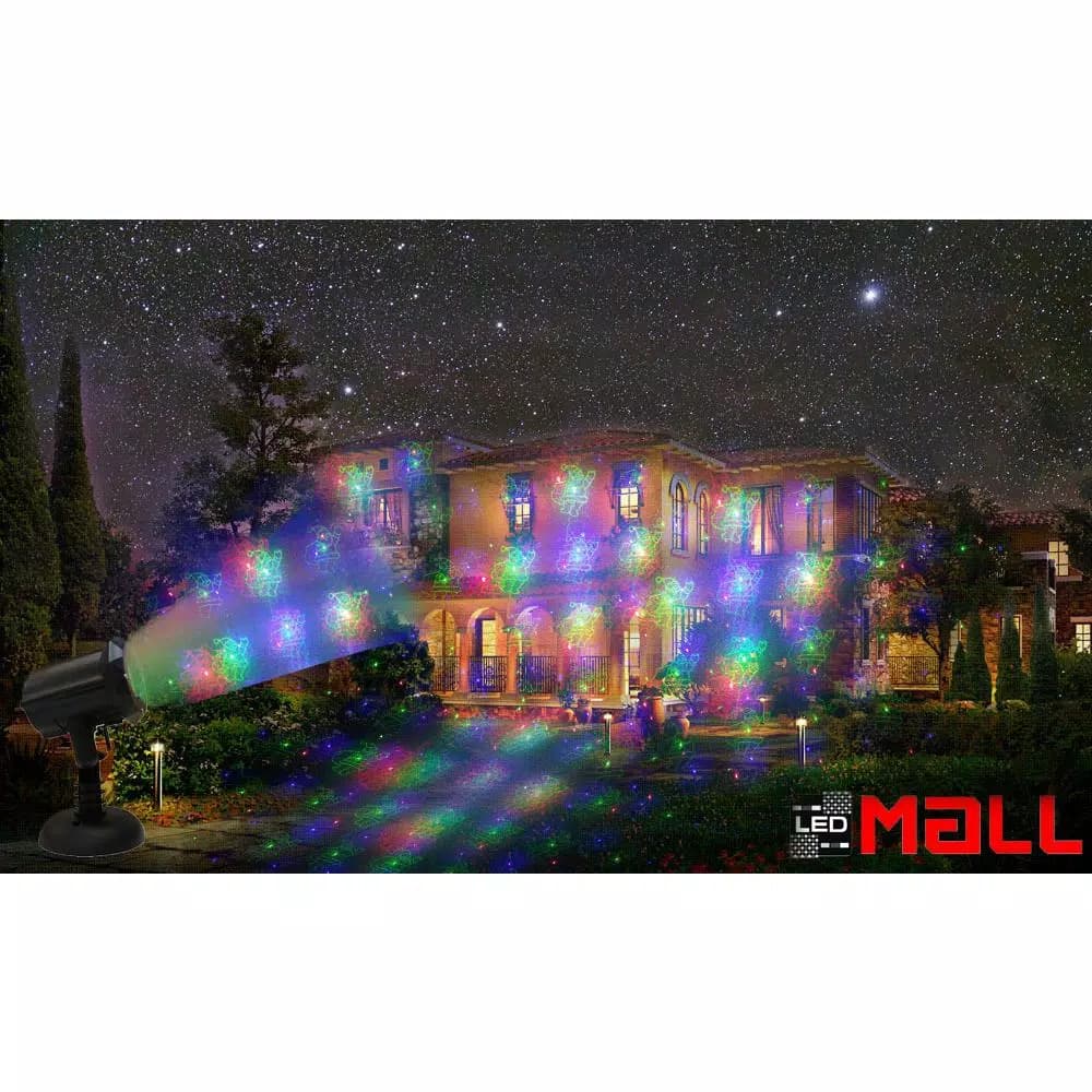 LEDMALL 3-in-1 RGB Outdoor Laser Projector, 18 Moving Patterns for Christmas, Halloween & Garden Decor