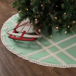 VHC Brands 60 in. Mint Margot Farmhouse Christmas Tree Skirt with Diamond Cut Lace thumbnail 4
