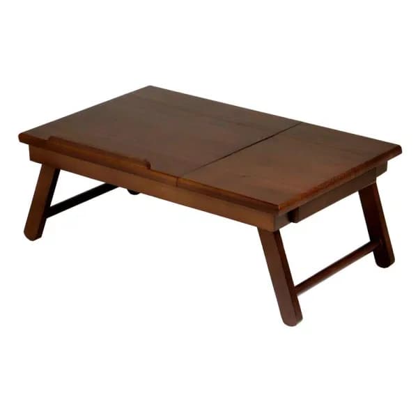 Winsome Alden Solid Wood Lap Desk with Flip Top and Pull-Out Drawer, Antique Walnut Finish