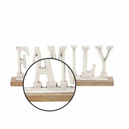 LITTON LANE 15 in. Silver Aluminum FAMILY Standing Sign with Oak Brown Mango Wood Base thumbnail 3