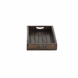 LITTON LANE Farmhouse Mahogany Mango Wood Slat Decorative Tray Set, Set of 3 thumbnail 2