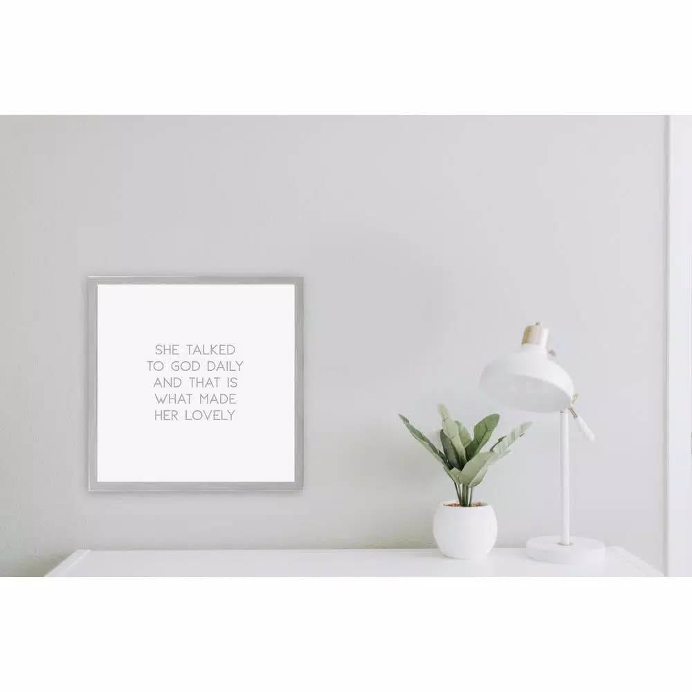 Petal Lane Home She Talked To God Daily Magnetic Memo Board, Warm Gray Vintage Frame