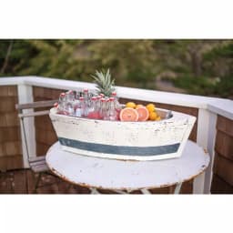 3R Studios Distressed Wood Decorative Boat with Tin Insert - Nautical Display Container thumbnail 8