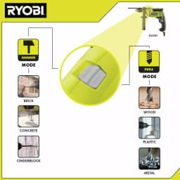 RYOBI 6.2 Amp Corded 5/8 in. Variable Speed Hammer Drill thumbnail 8