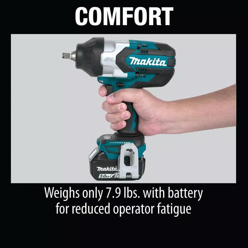 Makita 18V LXT Brushless High Torque 1/2 in. Sq. Drive Impact Wrench Kit with 14 Pc. Socket Set