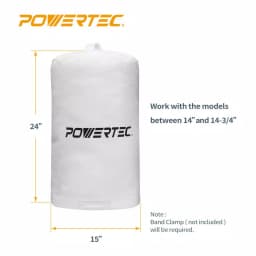 POWERTEC 1 Micron Dust Collector Filter Bag, 15 in. x 24 in., Singed-Felt Replacement thumbnail 2