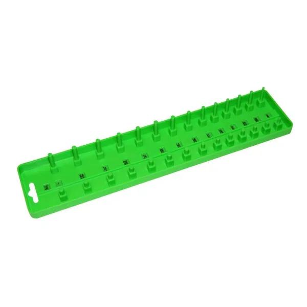 Grand Rapids Industrial Products Grip 3/8 in. Socket Tray, Green - Adjustable SAE to MM Sliding Tab