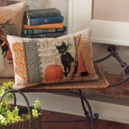 Heritage Lace Victorian Halloween Graphic Throw Pillow, Natural Linen-Like Polyester, 12 x 20 in. thumbnail 1