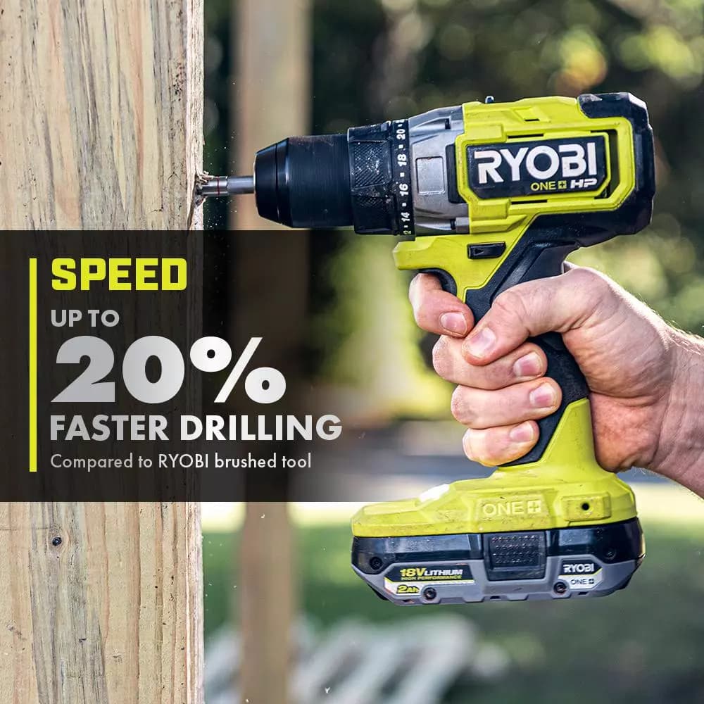 RYOBI 18V ONE+ HP Brushless 2-Tool Combo Kit: 1/2 in. Drill/Driver and 1/4 in. Impact Driver with (2) 2.0 Ah Batteries