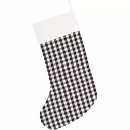 VHC Brands Emmie Farmhouse Christmas Decor 20 in. Black and White Check Cotton Patch Stocking thumbnail 2