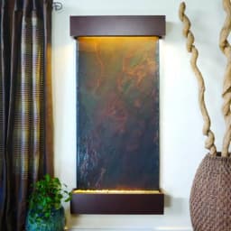 Water Wonders Grande Nojoqui Falls Lightweight Slate Wall Fountain with Copper-Vein Trim thumbnail 4