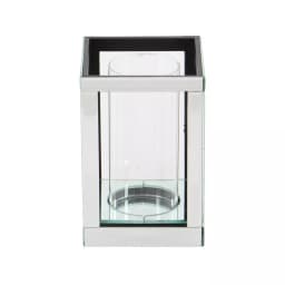 LITTON LANE 10 in. Silver Wood and Clear Glass Candle Holder, Modern Glam Candlestick thumbnail 1