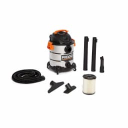 RIDGID 10 Gal. 6.0 Peak HP Stainless Steel Wet/Dry Shop Vacuum with Locking Accessories thumbnail 1