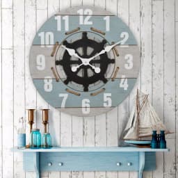 La Crosse Clock Co. 24 in. Blue Coastal Nautical Round Wall Clock thumbnail 1