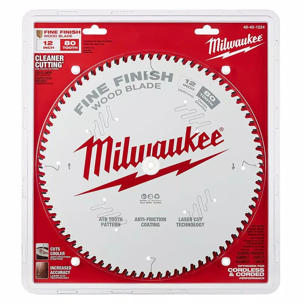 Milwaukee 12 in. 80-Tooth Fine Finish Circular Saw Blade, 1 in. Arbor