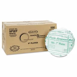 DART White Plastic Plates, 9 in., Round, 500 Per Case thumbnail 2
