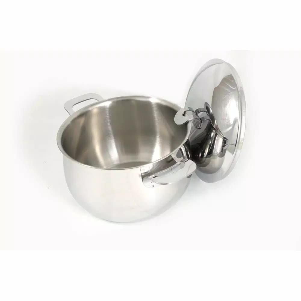 ExcelSteel Made in Italy 4 Qt Stainless Steel Stockpot Set with Sandwich Base, Induction Ready