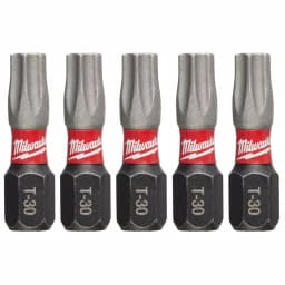 Milwaukee SHOCKWAVE Torx T30 1 in. Impact Duty Steel Screwdriver Bits, 5-Pack thumbnail 1