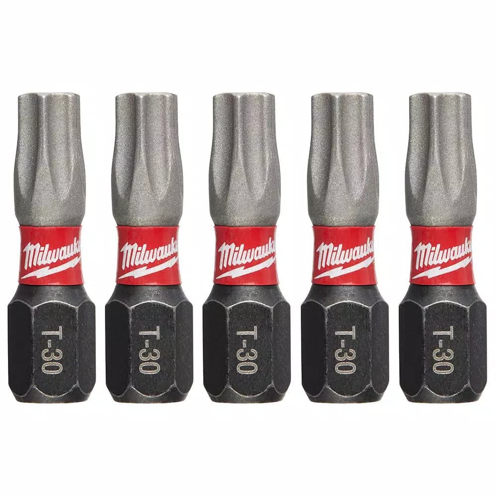 Milwaukee SHOCKWAVE Torx T30 1 in. Impact Duty Steel Screwdriver Bits, 5-Pack