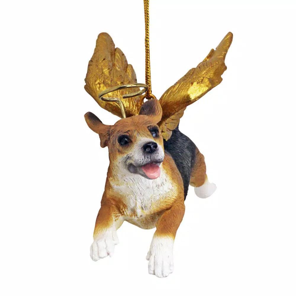 Design Toscano Beagle Dog Angel Christmas Ornament - Hand Painted Resin Memorial