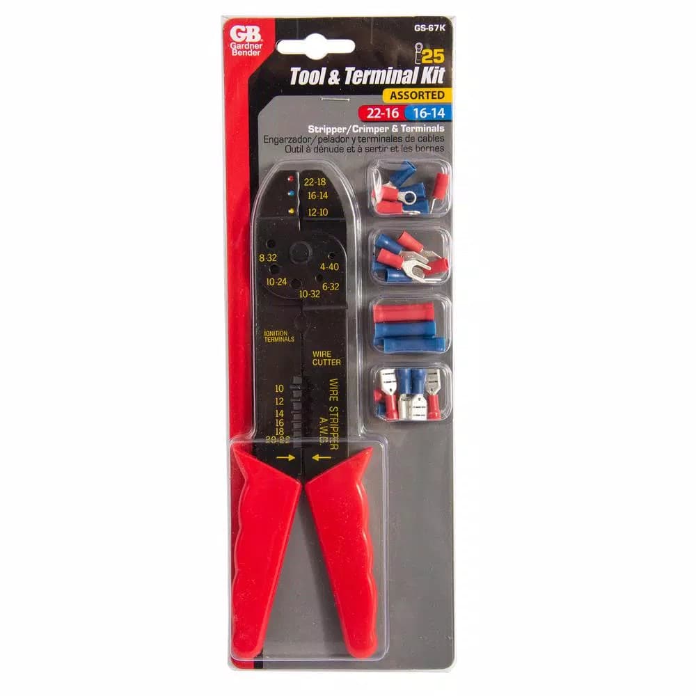 Gardner Bender Terminal and Crimping Tool Kit with 24-Piece Insulated Terminal Set