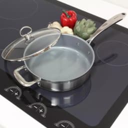 Chantal Induction 21 Steel 10 in. Stainless Steel Ceramic Nonstick Skillet with Glass Lid, Brushed Stainless Steel thumbnail 3