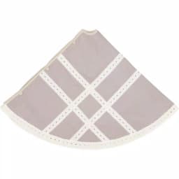 VHC Brands 55 in. Grey Margot Farmhouse Christmas Tree Skirt with Diamond Lace and Chambray thumbnail 3