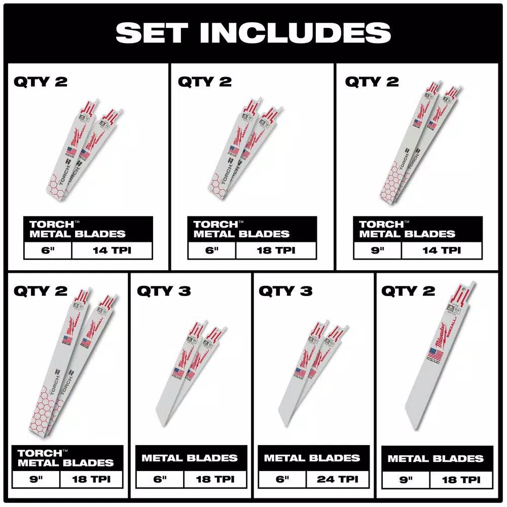 Milwaukee 61-Piece SAWZALL Metal Cutting Reciprocating Blade & SHOCKWAVE Impact Driver Bit Set