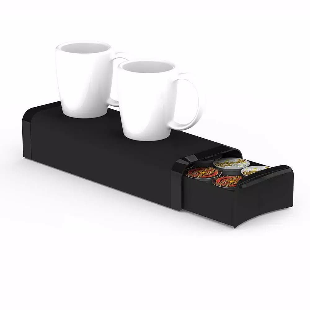 Mind Reader Black Coffee Station Organizer with K-Cup Drawer and Sleeve Dispenser