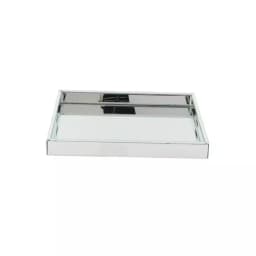 LITTON LANE 20 in. Square Modern Silver Decorative Mirror Tray with Polished Aluminum Exterior thumbnail 6