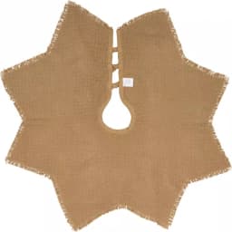 VHC Brands 21 in. Burlap Natural Tan Farmhouse Christmas Mini Tree Skirt with 8-Point Star Design thumbnail 2