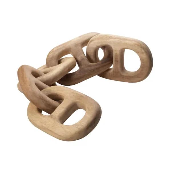 Titan Lighting 6 in. x 27 in. Hand Carved Natural Wood Chain Link Figurine