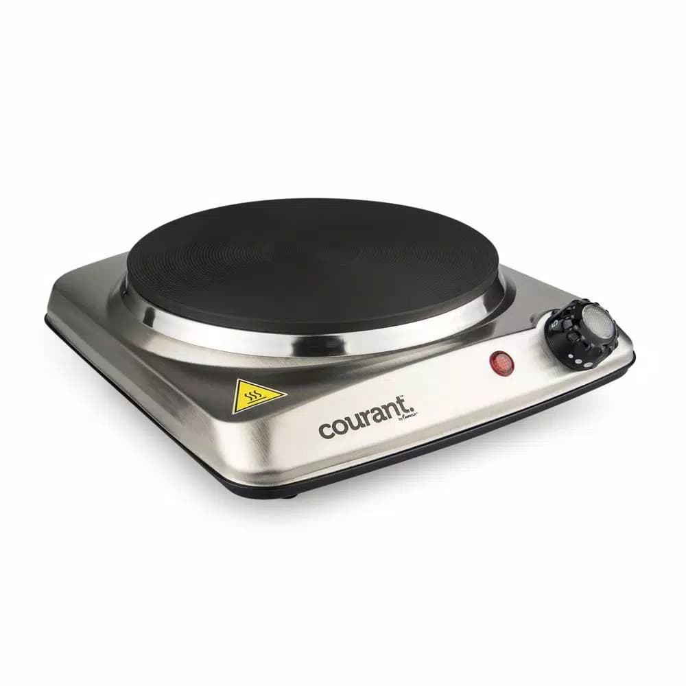 Courant 1000W Portable Single Burner Stainless Steel Hot Plate with 6.1 in. Cast Iron Plate
