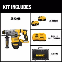 DEWALT 20V MAX XR Brushless 1-1/8 in. SDS Plus L-Shape Rotary Hammer Kit with (2) 6.0Ah Batteries & Charger thumbnail 2