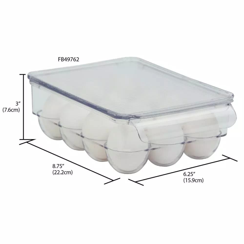 Unbranded Clear 12-Egg Holder Fridge Bin with Removable Stackable Lid