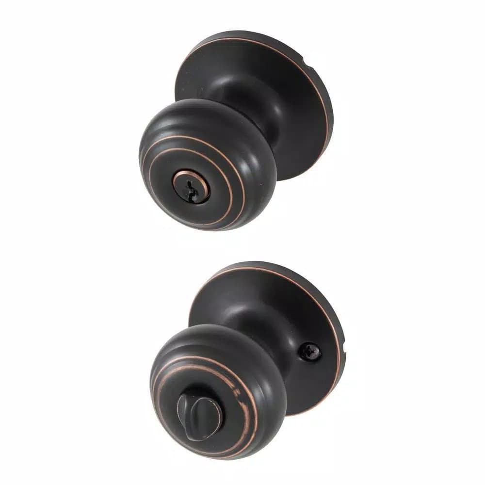 Honeywell Oil Rubbed Bronze Entry Door Knob, Keyed Entry, ANSI Grade 3
