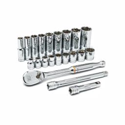 GEARWRENCH 3/8 in. Drive SAE Standard Socket Set with Ratchet and Extensions, 21-Piece thumbnail 1