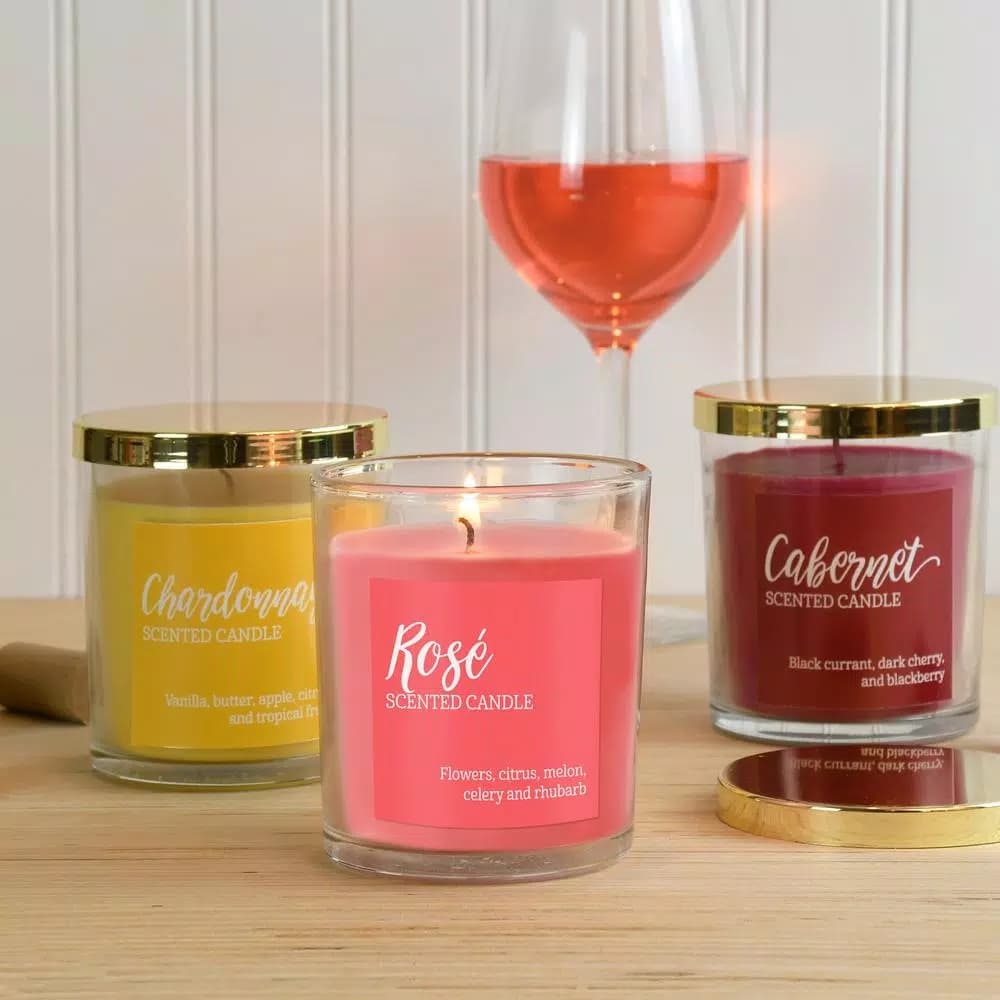 LUMABASE Wine Collection Scented Candle Set - 3 Pack Luxury Fragrance Jars