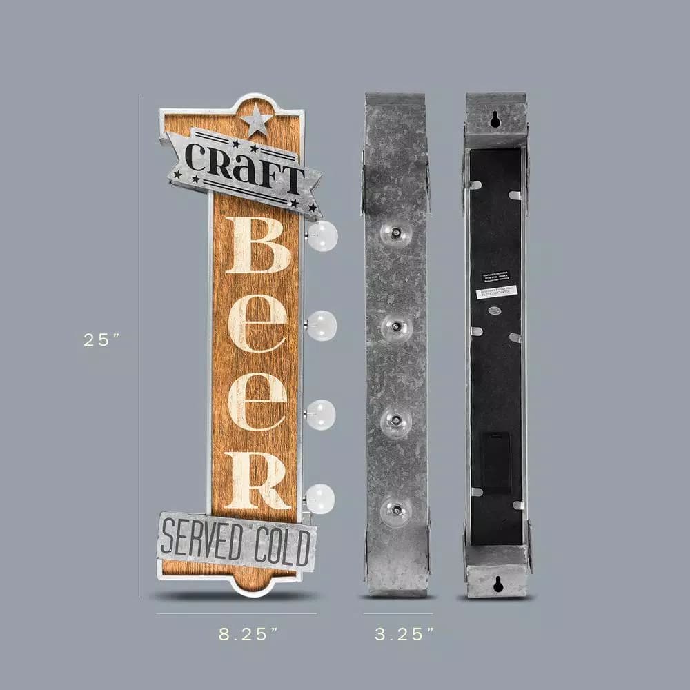 Crystal Art Gallery Craft Beer Served Cold Metal Marquee LED Sign - Vintage Style