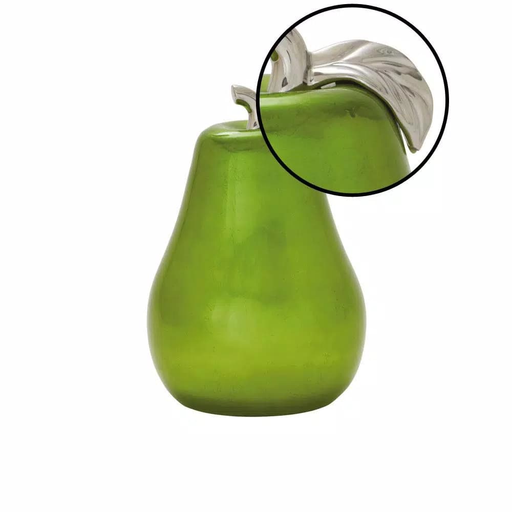 LITTON LANE Modern Reflections 16 in. Emerald Green Ceramic Decorative Pear Sculpture