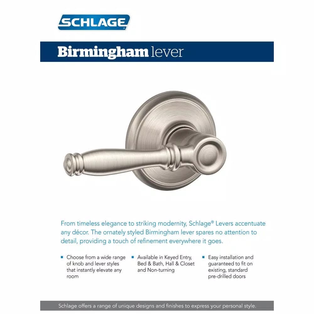 Schlage Birmingham Aged Bronze Passage Door Lever for Hall and Closet Doors