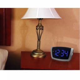 Equity by La Crosse Large 1.8 in. Blue LED Digital Alarm Clock with USB Charging Port - Silver thumbnail 1