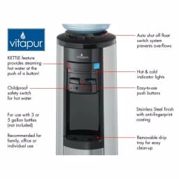 VITAPUR Stainless Steel Top Load Water Cooler Dispenser with Kettle Feature, Hot/Room/Cold thumbnail 5