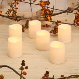 LUMABASE LED Amber Battery Operated Mini Pillar Candles, Set of 6, Flameless Flickering Lights thumbnail 2