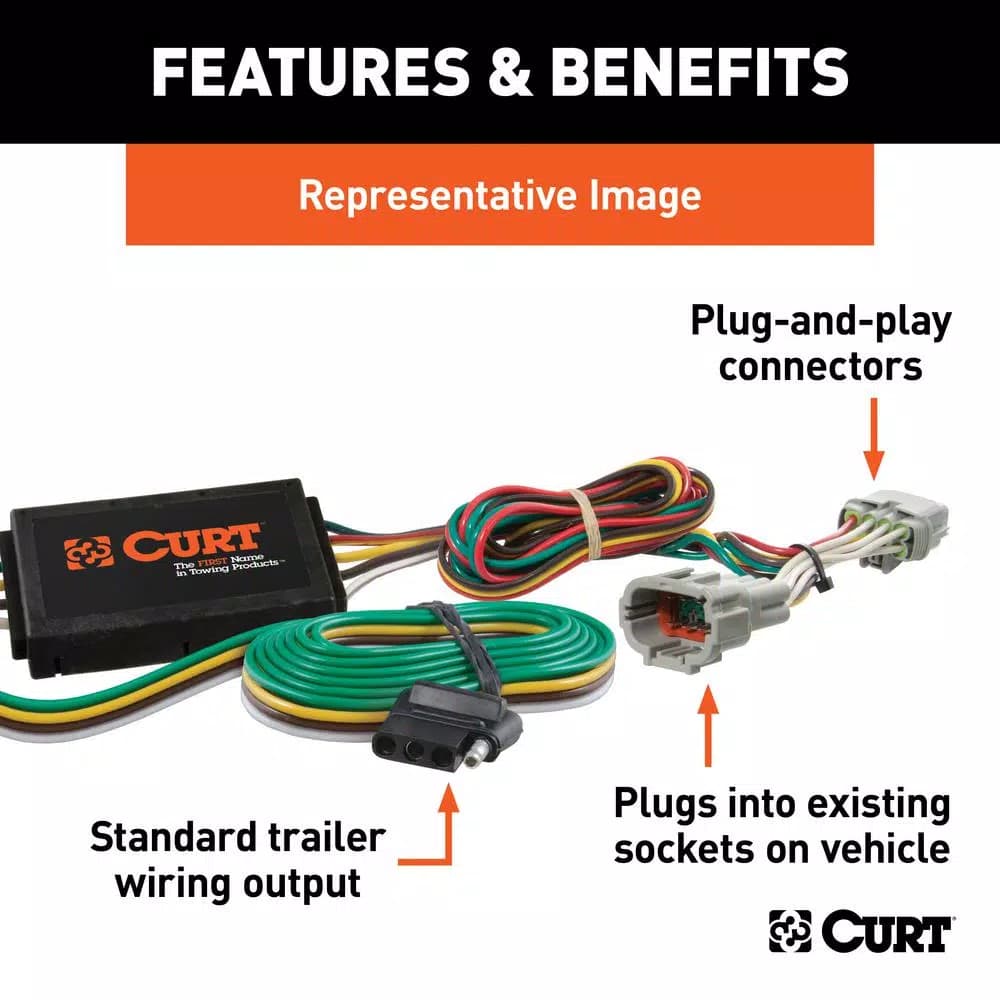 CURT Custom Vehicle-Trailer Wiring Harness, 4-Way Flat Output for Kia Forte & Koup