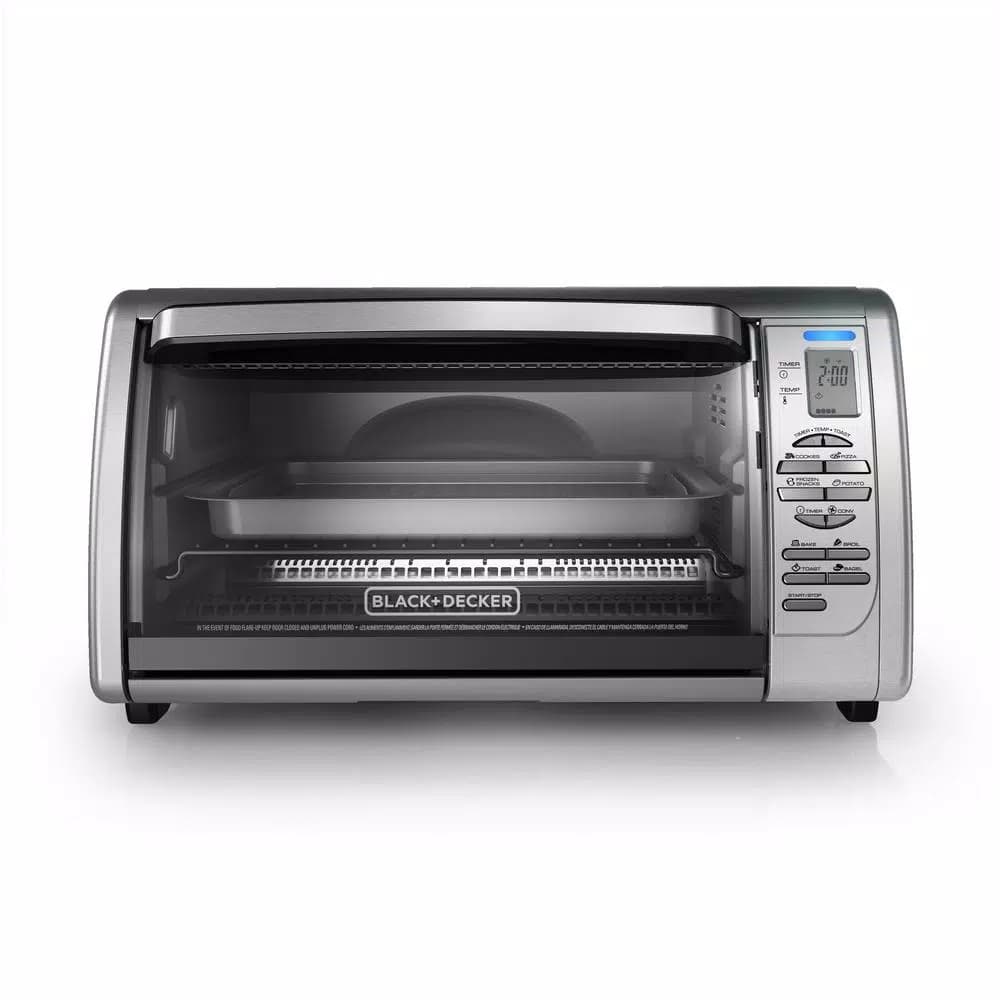 BLACK+DECKER 1500W 6-Slice Stainless Steel Toaster Oven with Convection and Broiler