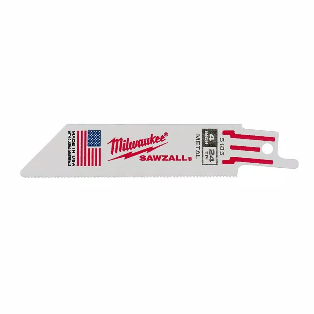 Milwaukee 4 in. 24 TPI Thin Kerf Metal Cutting Reciprocating Saw Blades, 5-Pack