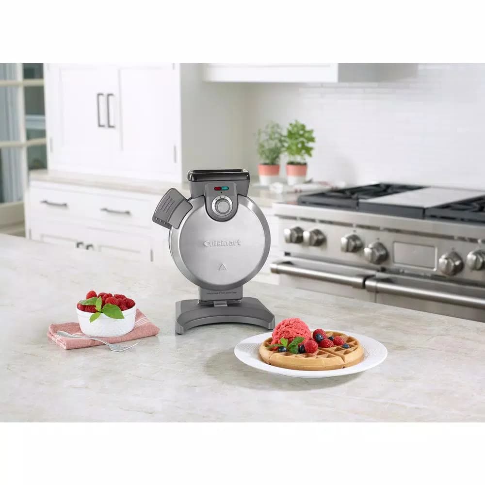 Cuisinart Vertical Belgian Waffle Maker with Stainless Steel Cover and 5 Browning Levels