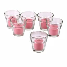 Light In The Dark Clear Glass Flower Pot Votive Candle Holders with Soft Pink Votive Candles, Set of 12 thumbnail 1