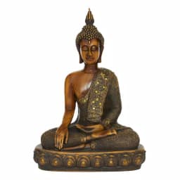 LITTON LANE Polystone Sitting Buddha Sculpture with Mirrored Accents and Bronze Finish thumbnail 1